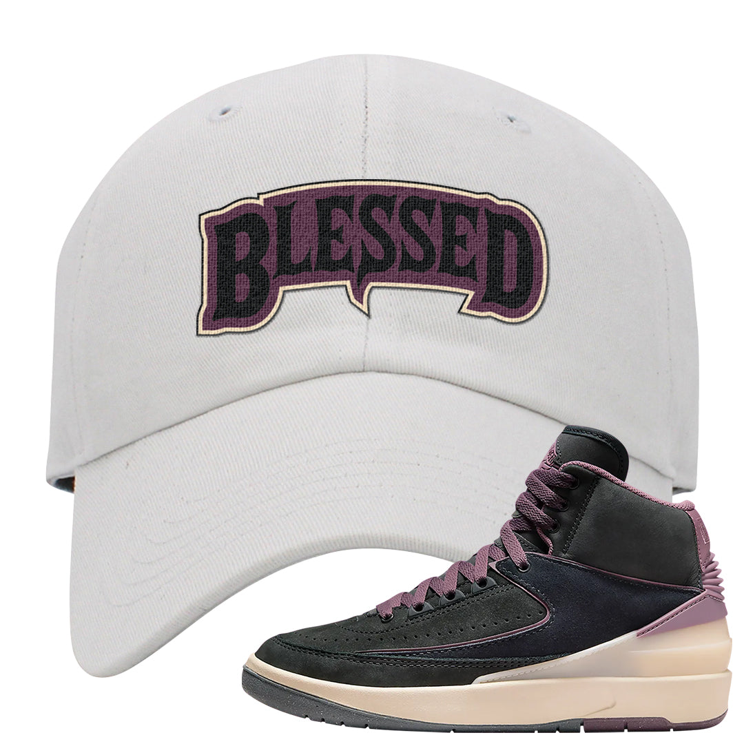 Off Noir 2s Dad Hat | Blessed Arch, White