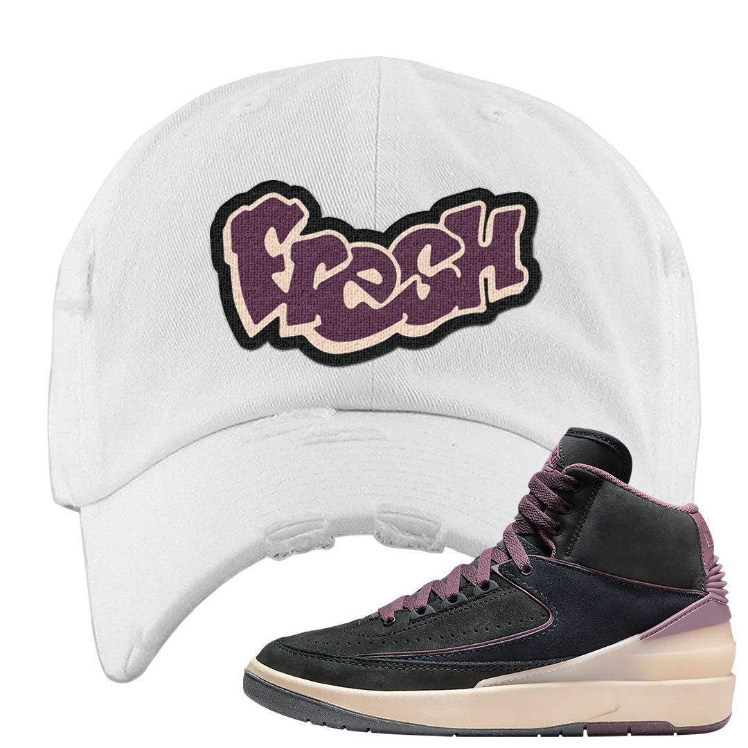 Off Noir 2s Distressed Dad Hat | Fresh, White