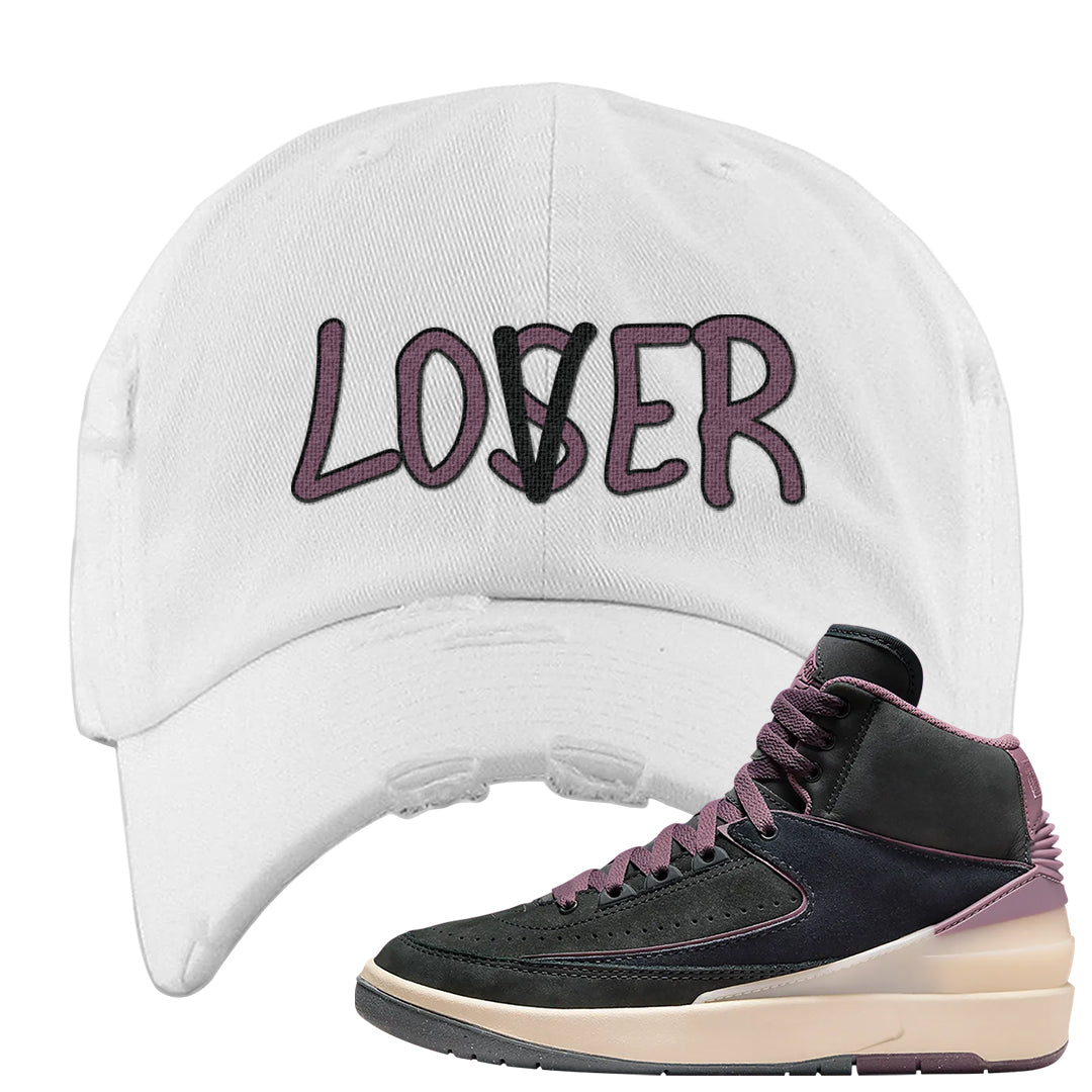 Off Noir 2s Distressed Dad Hat | Lover, White