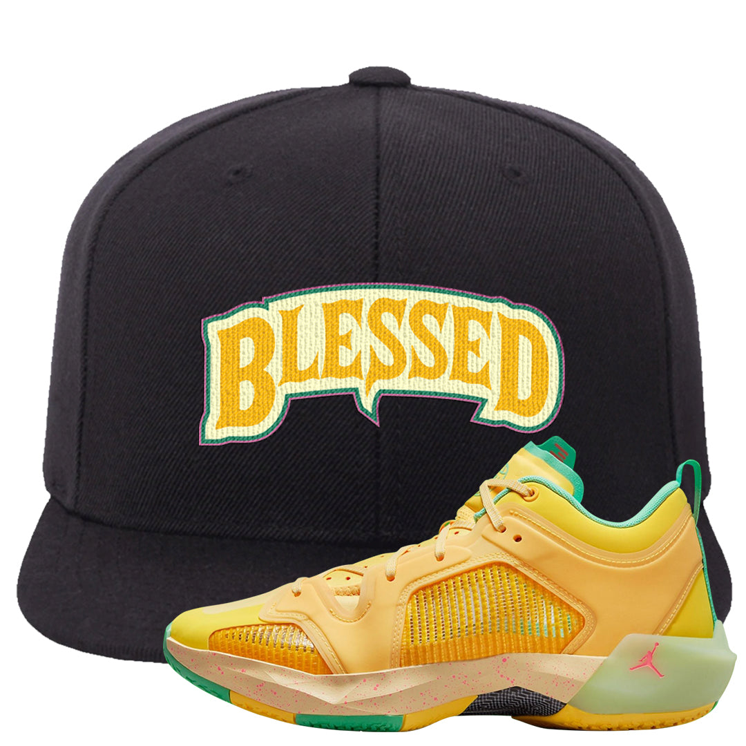 EYBL Low 37s Snapback Hat | Blessed Arch, Black