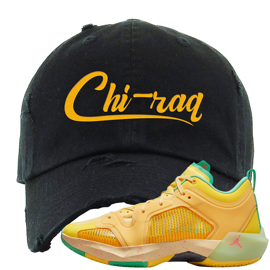 EYBL Low 37s Distressed Dad Hat | Chiraq, Black