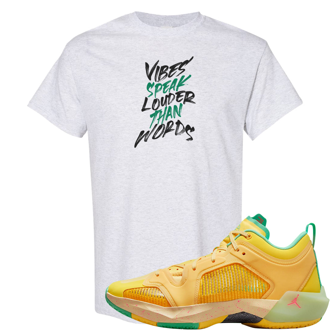 EYBL Low 37s T Shirt | Vibes Speak Louder Than Words, Ash