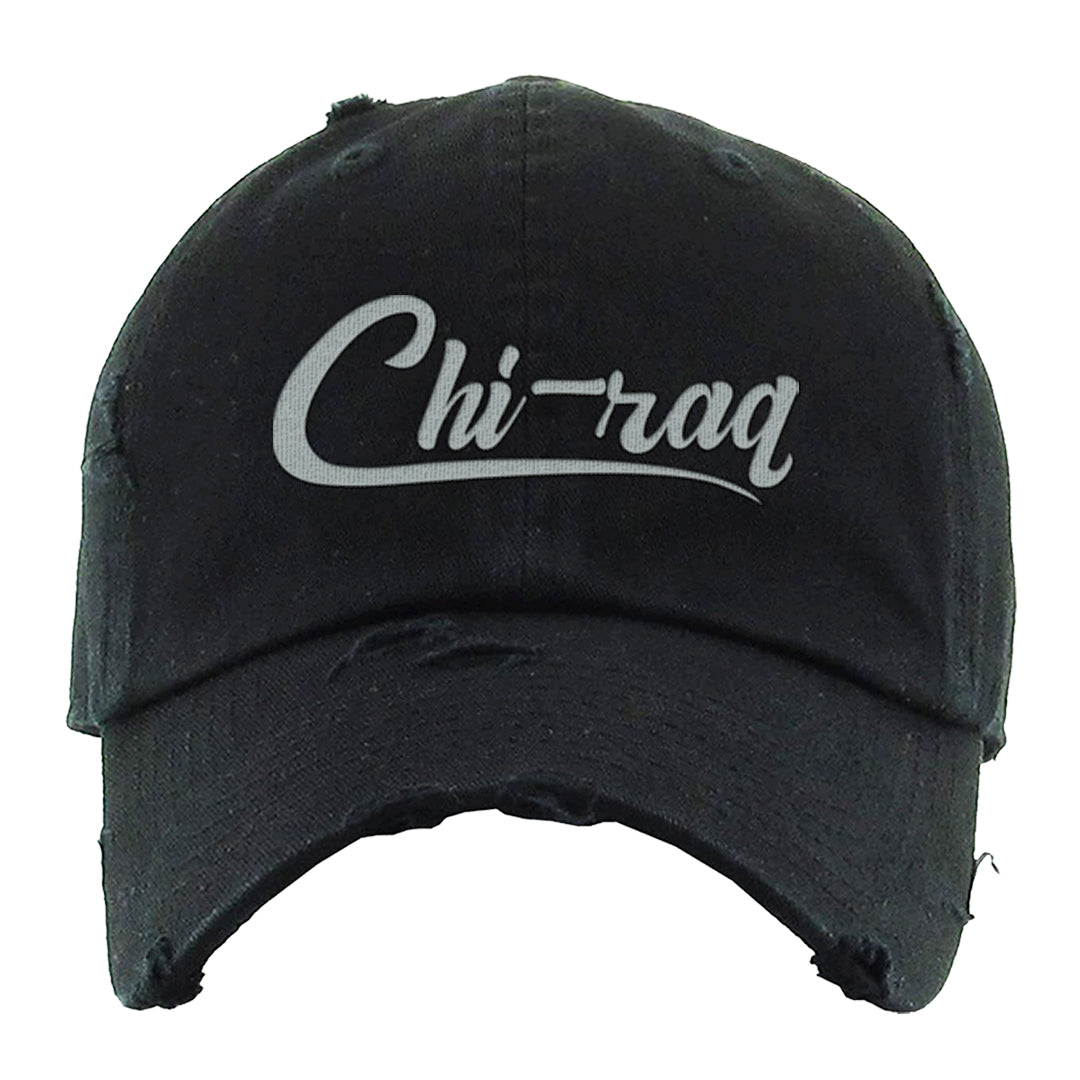 Colorless 38s Distressed Dad Hat | Chiraq, Black