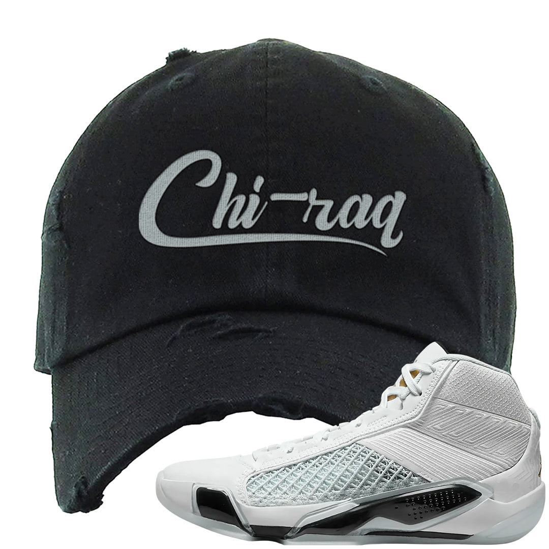 Colorless 38s Distressed Dad Hat | Chiraq, Black