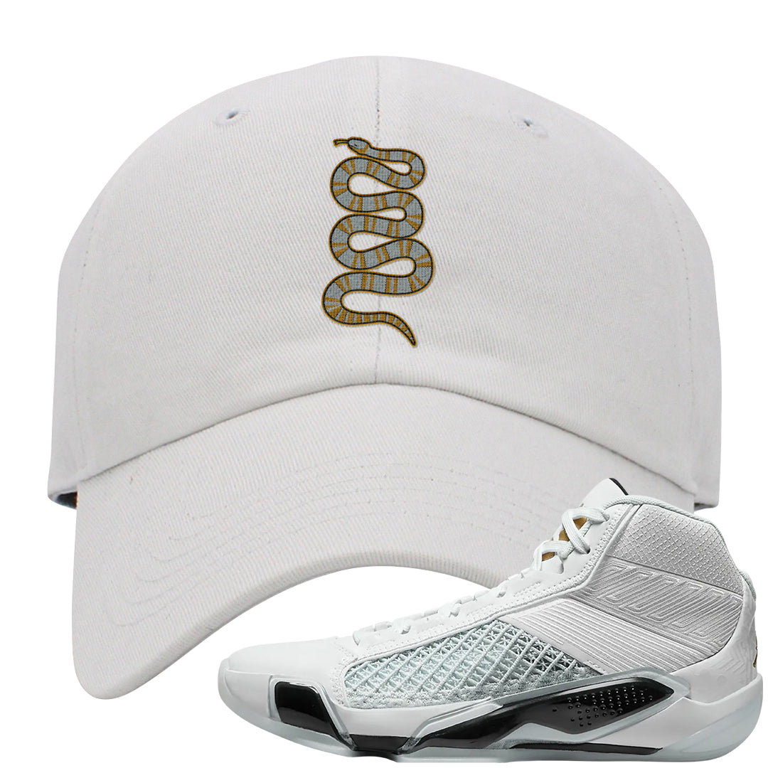 Colorless 38s Dad Hat | Coiled Snake, White