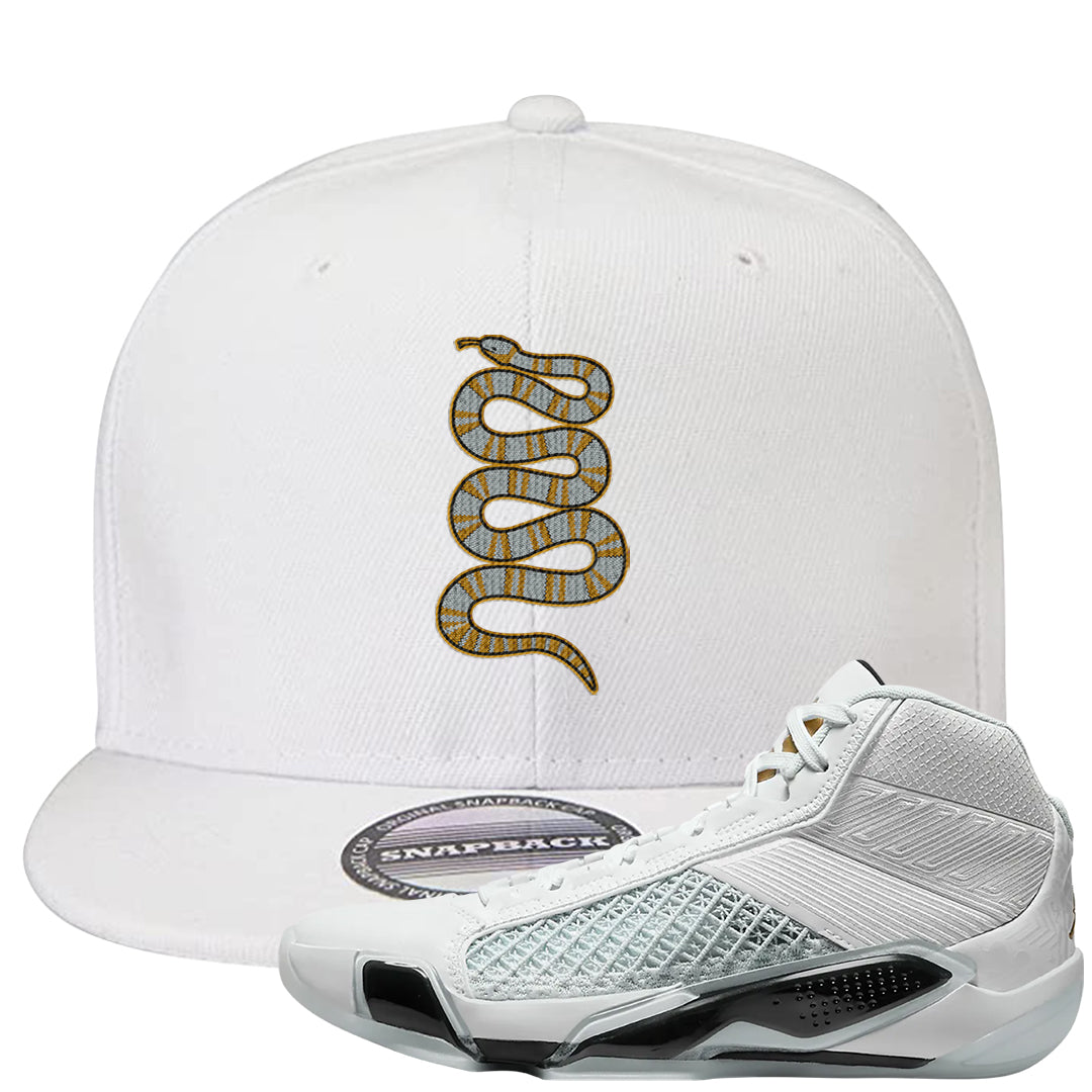 Colorless 38s Snapback Hat | Coiled Snake, White