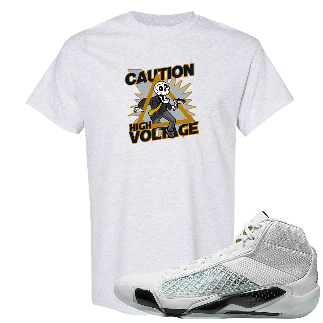 Colorless 38s T Shirt | Caution High Voltage, Ash