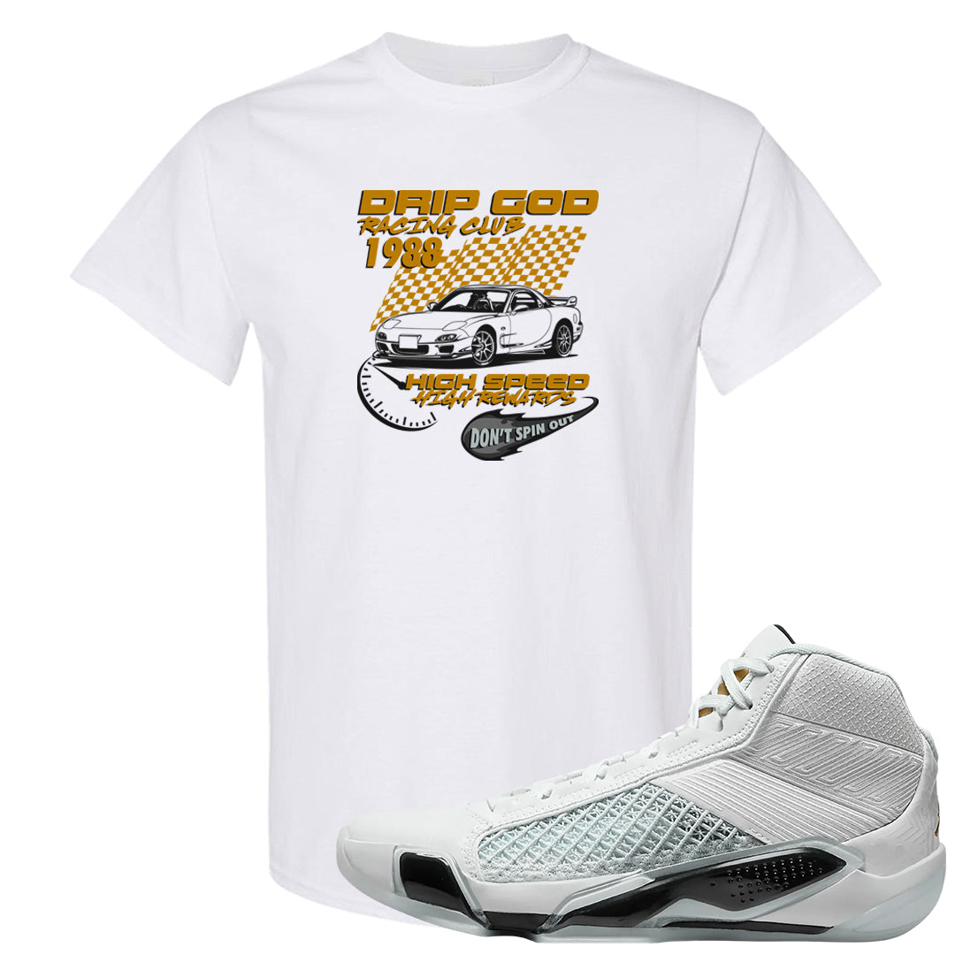 Colorless 38s T Shirt | Drip God Racing Club, White