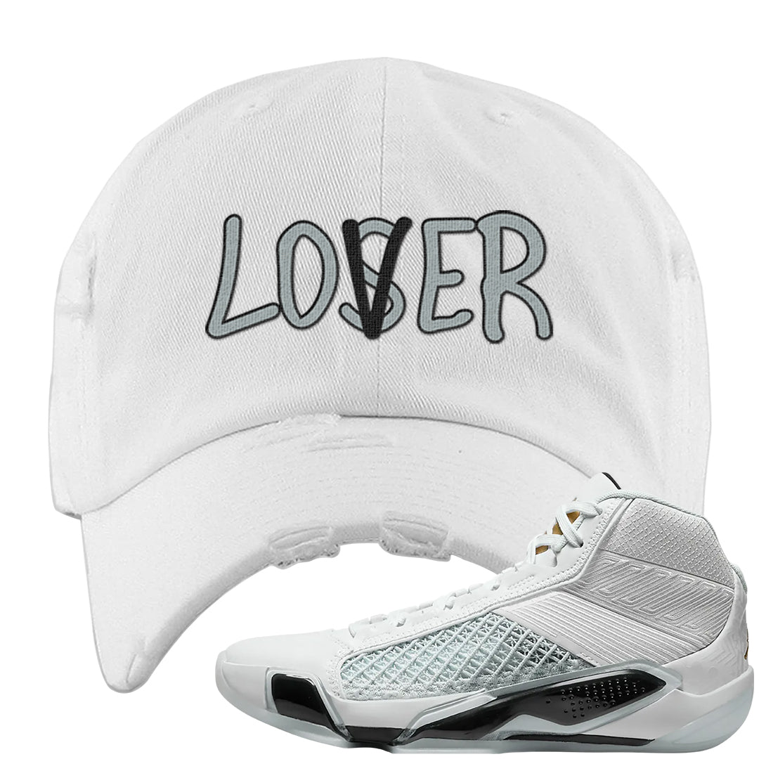 Colorless 38s Distressed Dad Hat | Lover, White