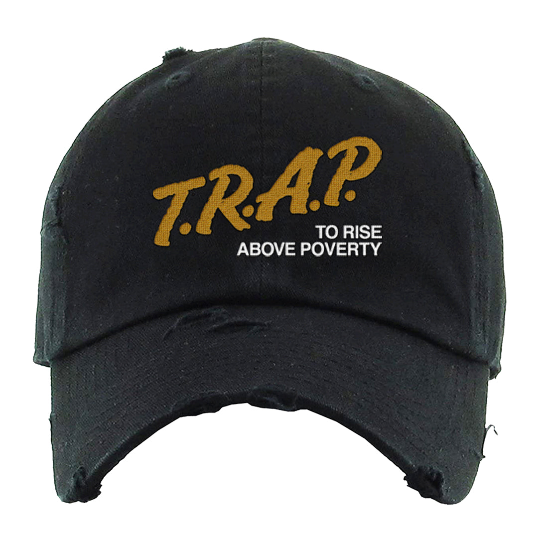 Colorless 38s Distressed Dad Hat | Trap To Rise Above Poverty, Black
