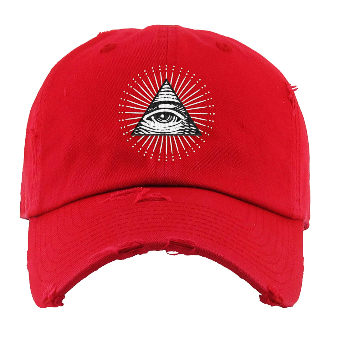 Fundamentals 38s Distressed Dad Hat | All Seeing Eye, Red