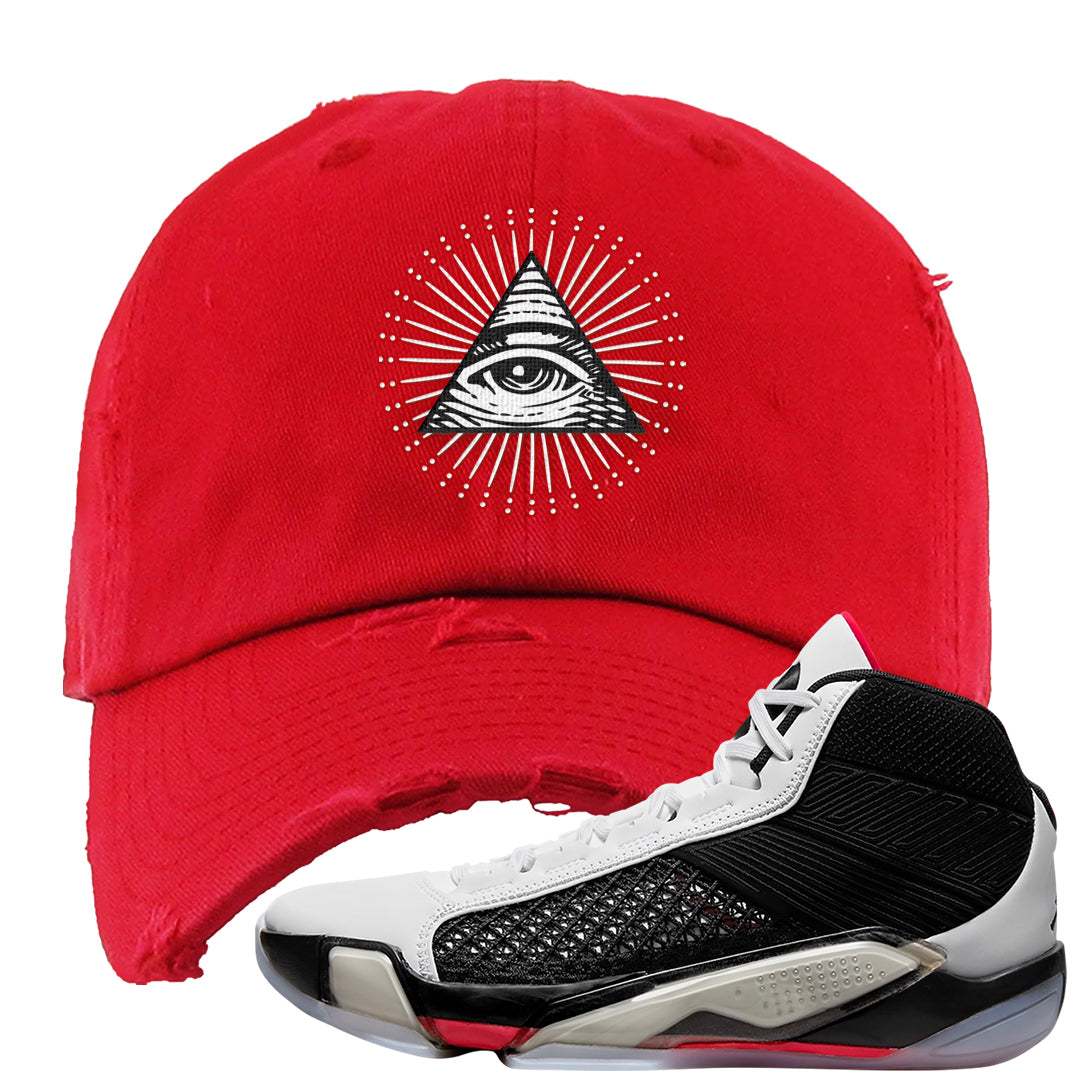 Fundamentals 38s Distressed Dad Hat | All Seeing Eye, Red