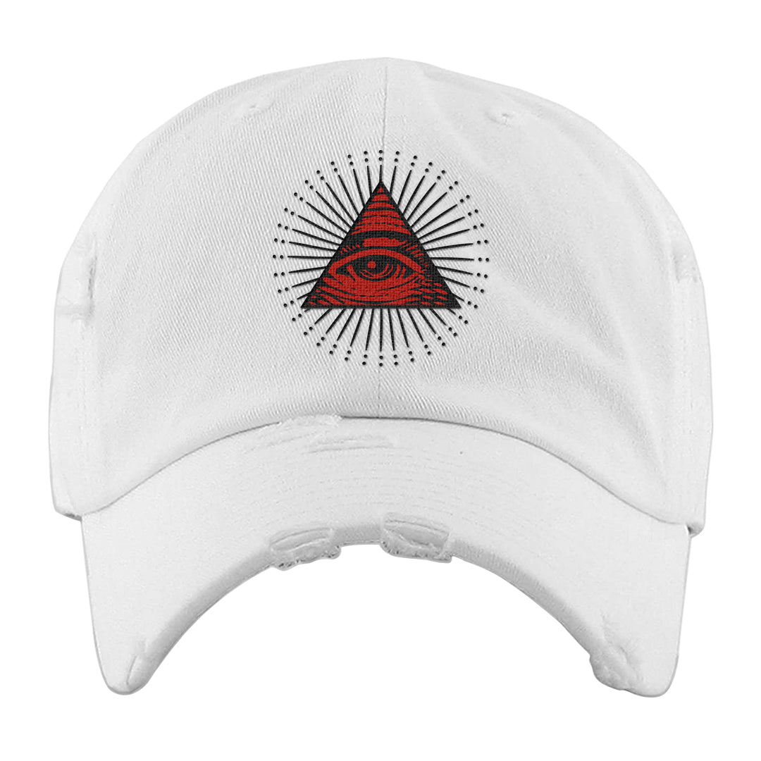 Fundamentals 38s Distressed Dad Hat | All Seeing Eye, White