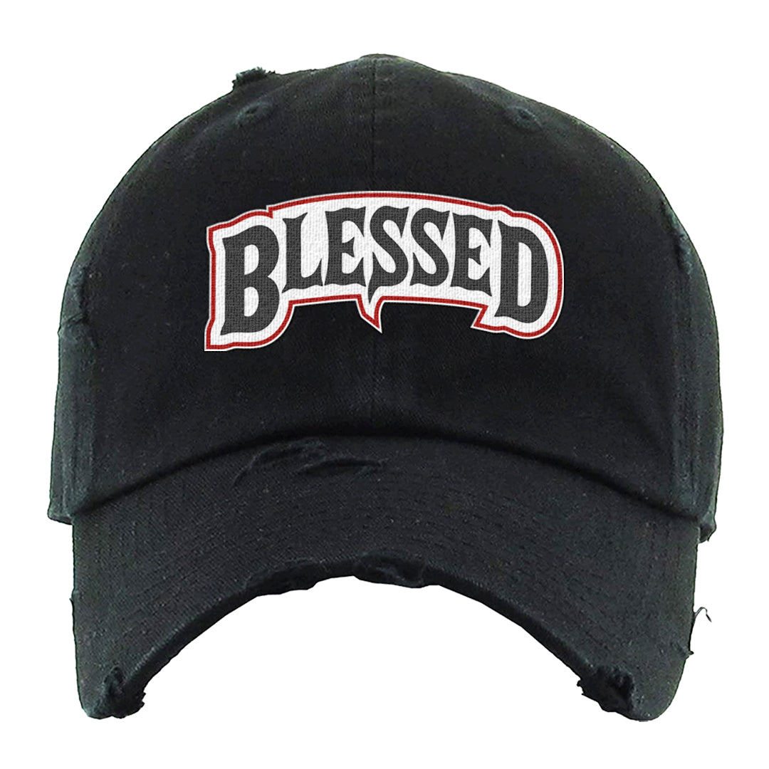 Fundamentals 38s Distressed Dad Hat | Blessed Arch, Black