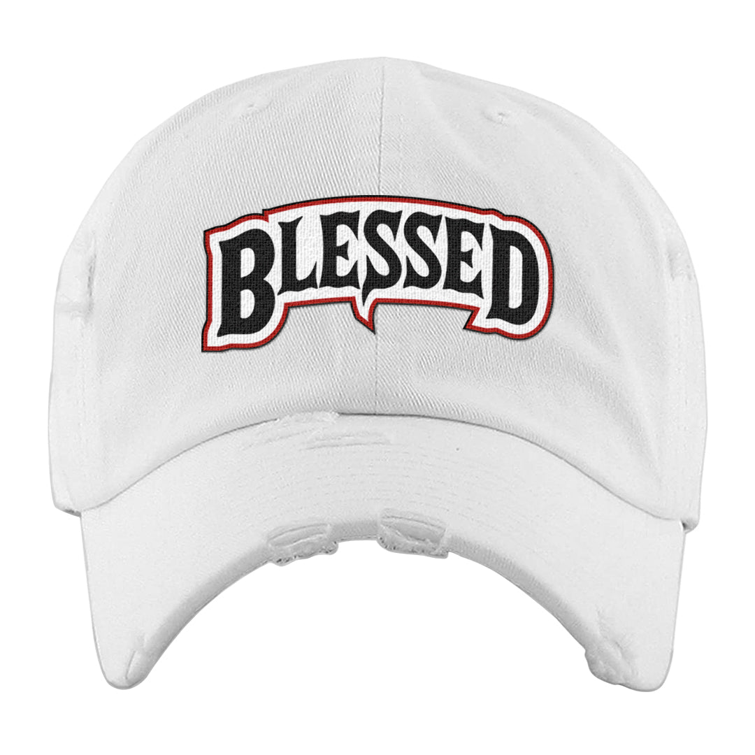 Fundamentals 38s Distressed Dad Hat | Blessed Arch, White