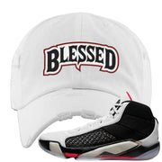 Fundamentals 38s Distressed Dad Hat | Blessed Arch, White