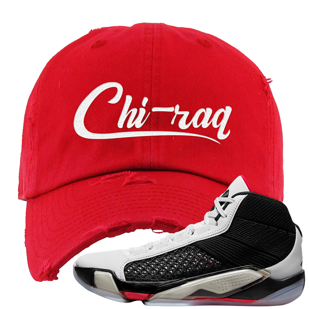 Fundamentals 38s Distressed Dad Hat | Chiraq, Red