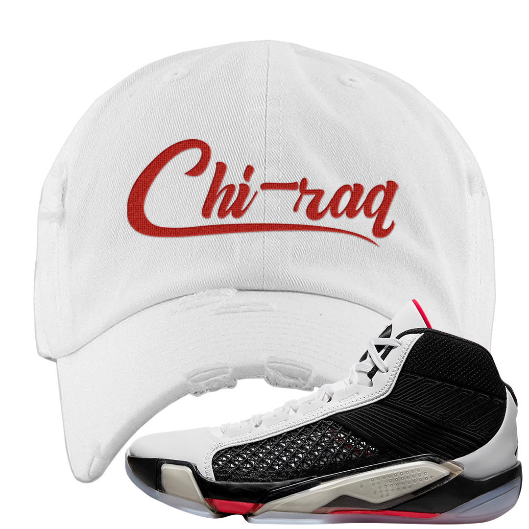 Fundamentals 38s Distressed Dad Hat | Chiraq, White