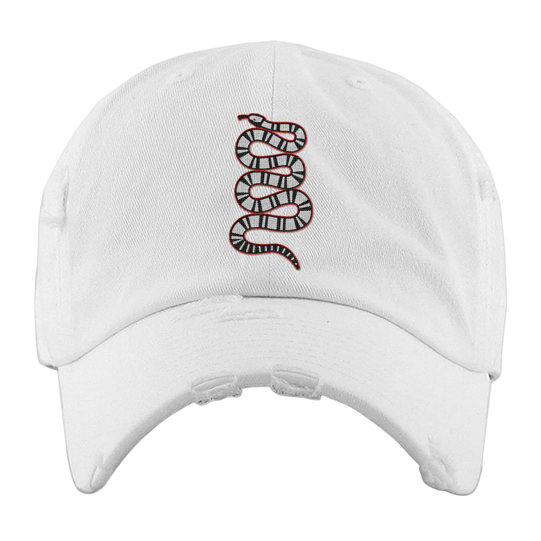 Fundamentals 38s Distressed Dad Hat | Coiled Snake, White