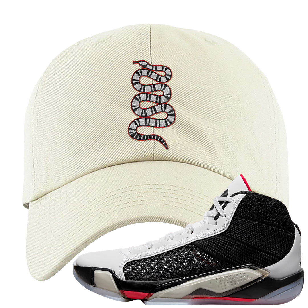 Fundamentals 38s Dad Hat | Coiled Snake, White