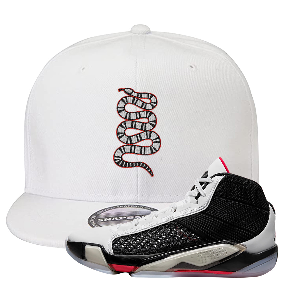 Fundamentals 38s Snapback Hat | Coiled Snake, White