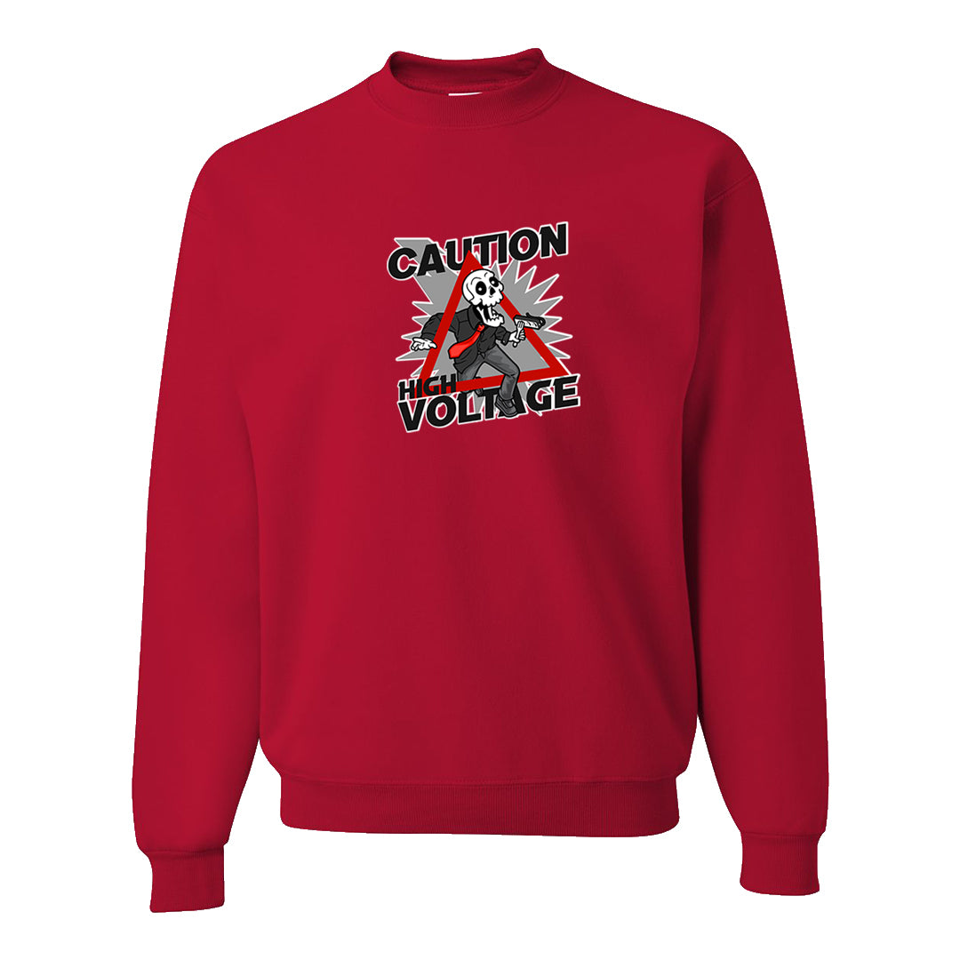 Fundamentals 38s Crewneck Sweatshirt | Caution High Voltage, Red