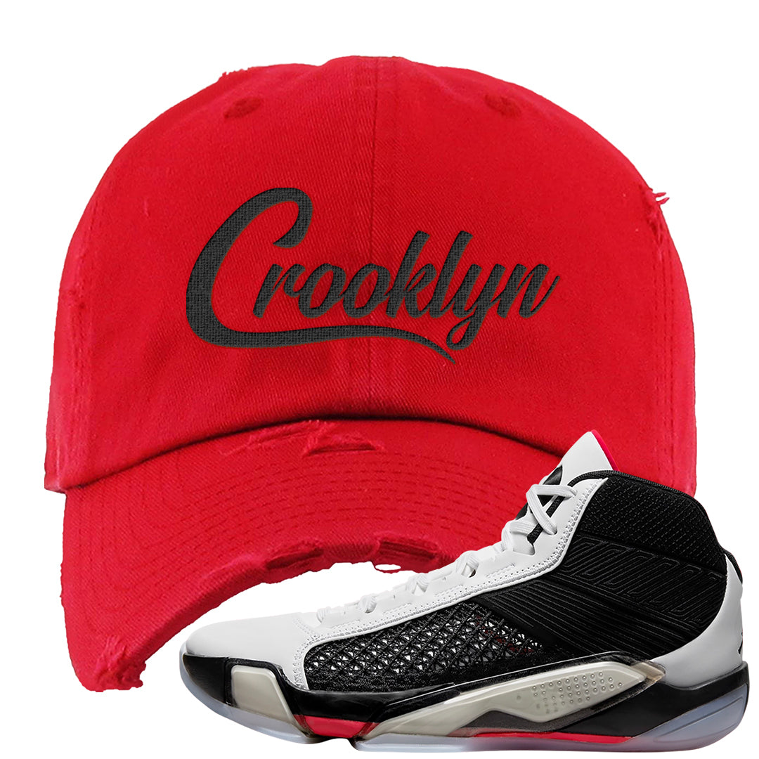 Fundamentals 38s Distressed Dad Hat | Crooklyn, Red