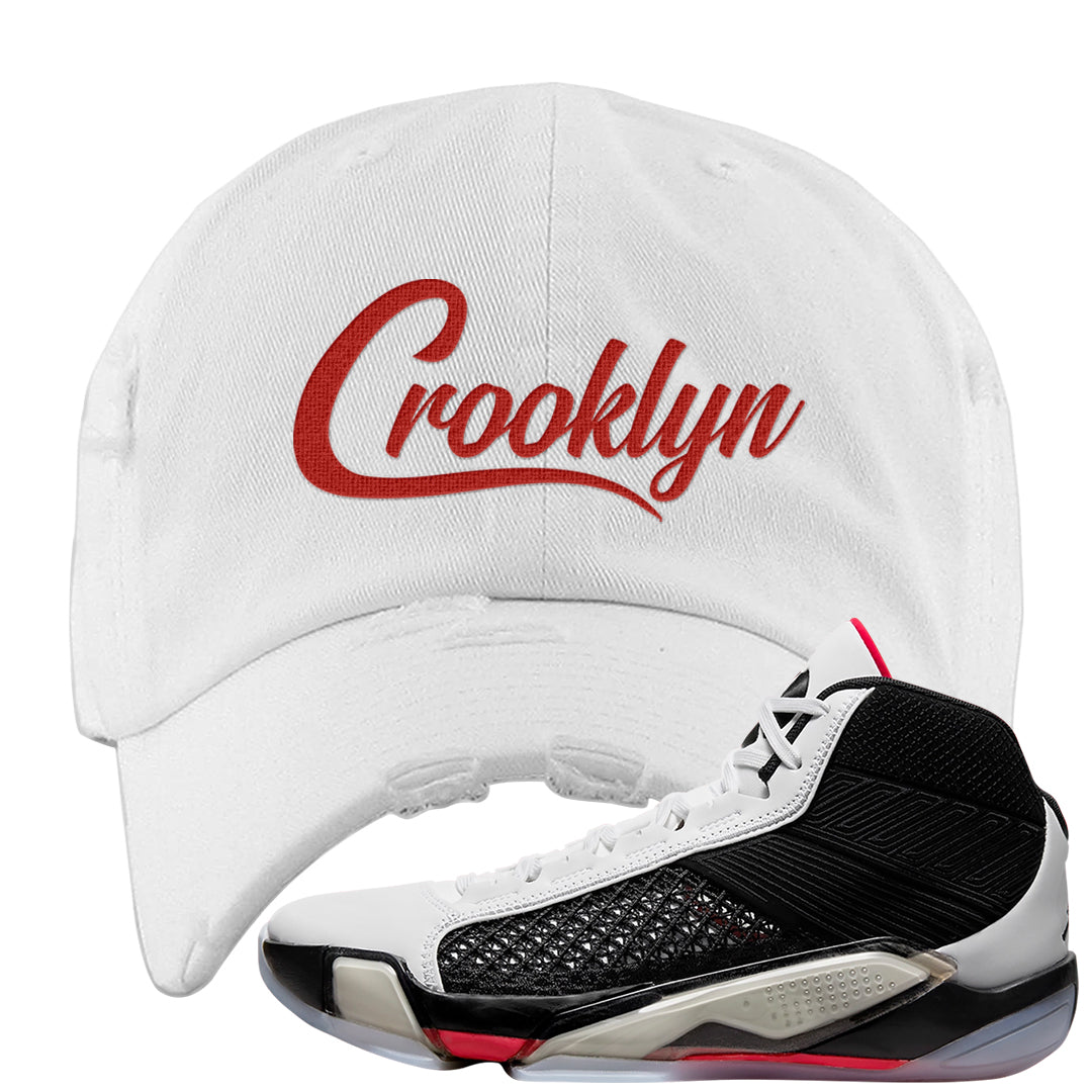 Fundamentals 38s Distressed Dad Hat | Crooklyn, White