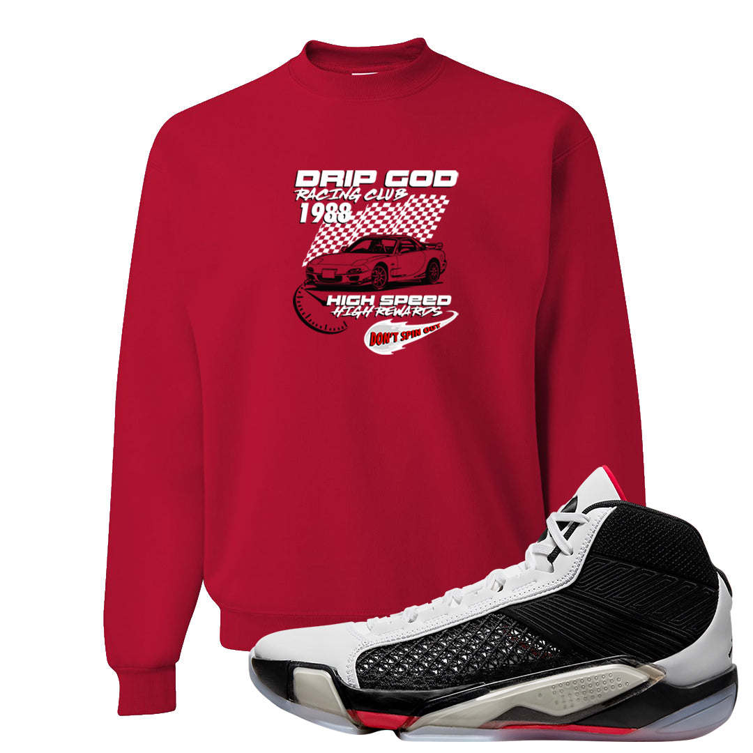 Fundamentals 38s Crewneck Sweatshirt | Drip God Racing Club, Red