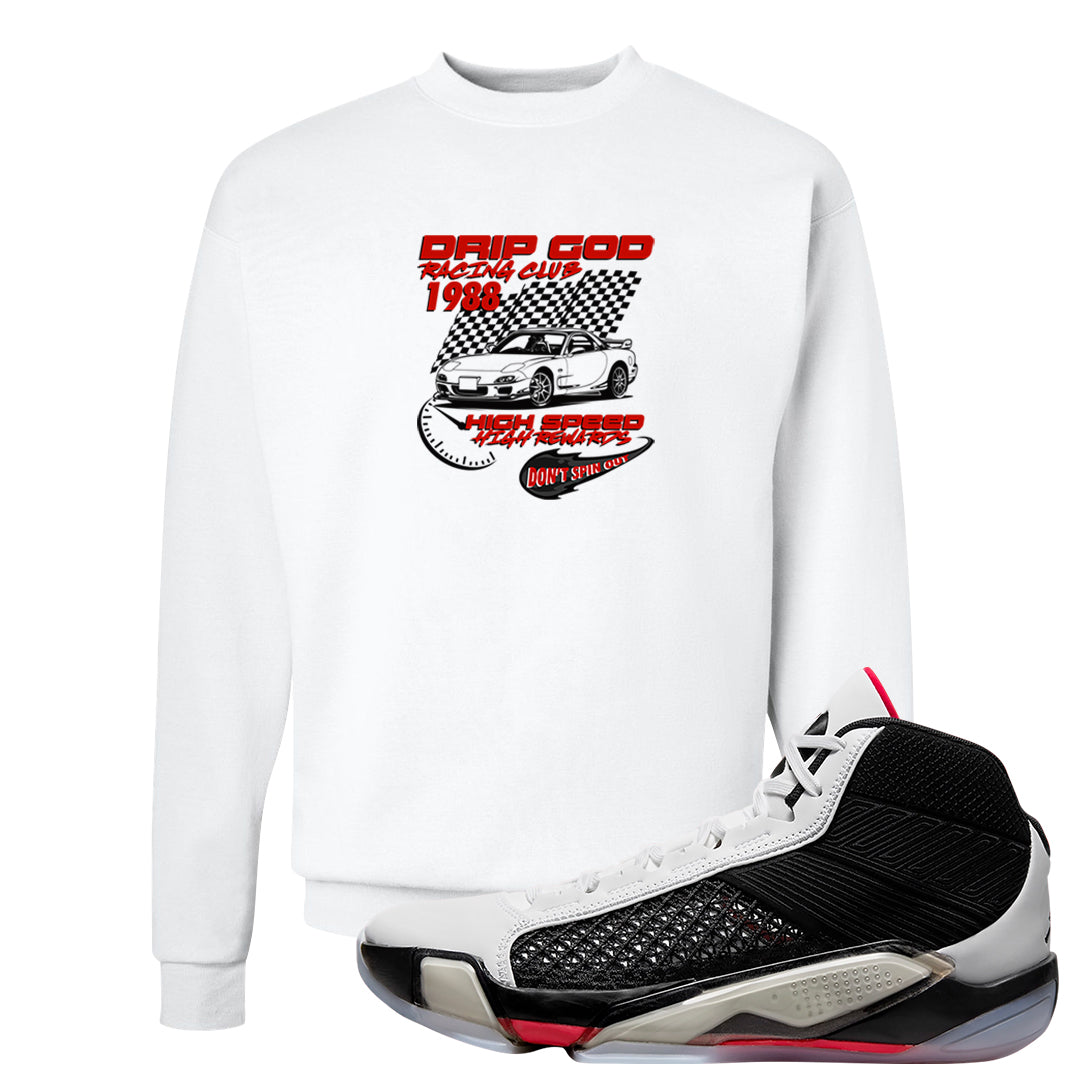 Fundamentals 38s Crewneck Sweatshirt | Drip God Racing Club, White