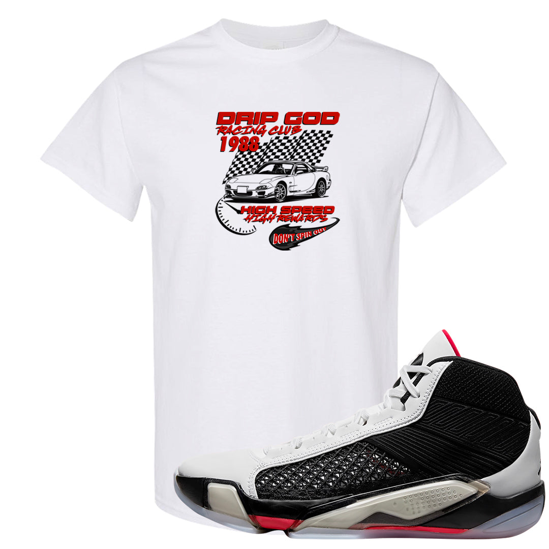 Fundamentals 38s T Shirt | Drip God Racing Club, White