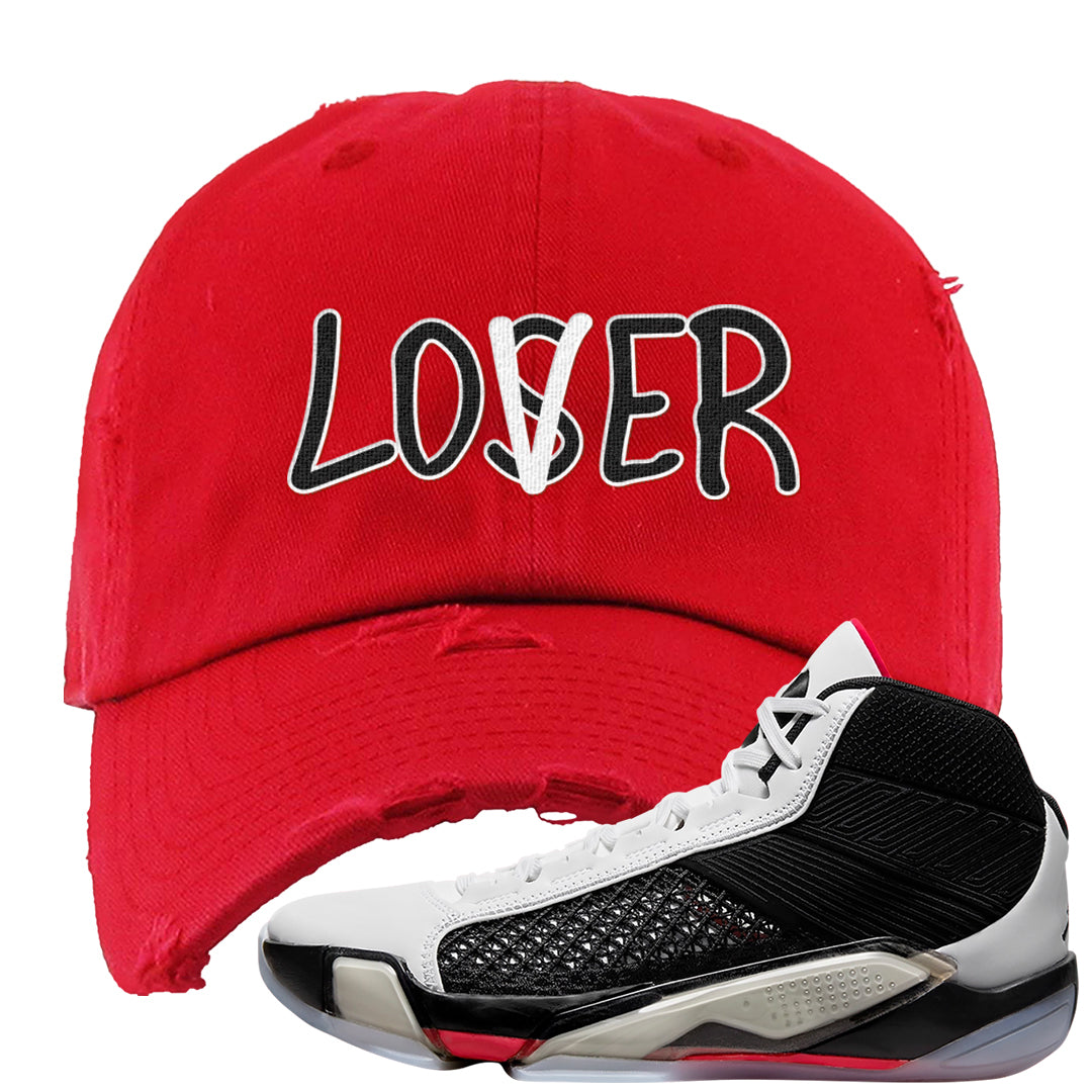 Fundamentals 38s Distressed Dad Hat | Lover, Red