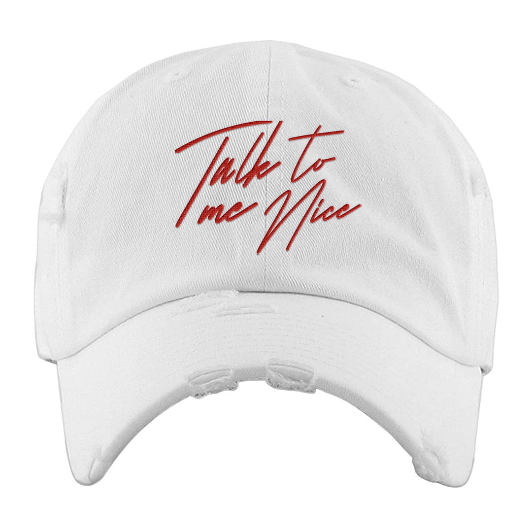 Fundamentals 38s Distressed Dad Hat | Talk To Me Nice, White