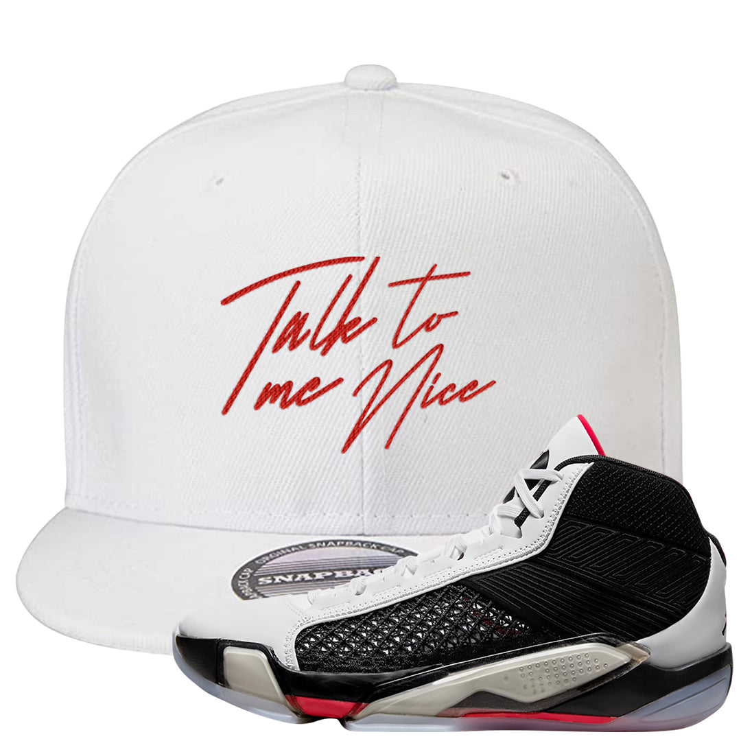 Fundamentals 38s Snapback Hat | Talk To Me Nice, White