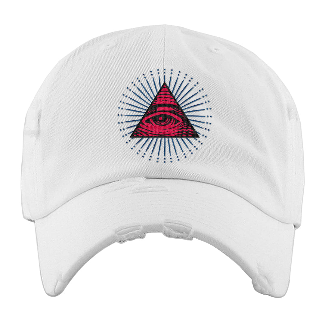 Fadeaway 38s Distressed Dad Hat | All Seeing Eye, White