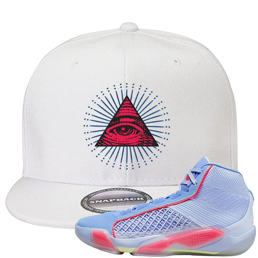 Fadeaway 38s Snapback Hat | All Seeing Eye, White