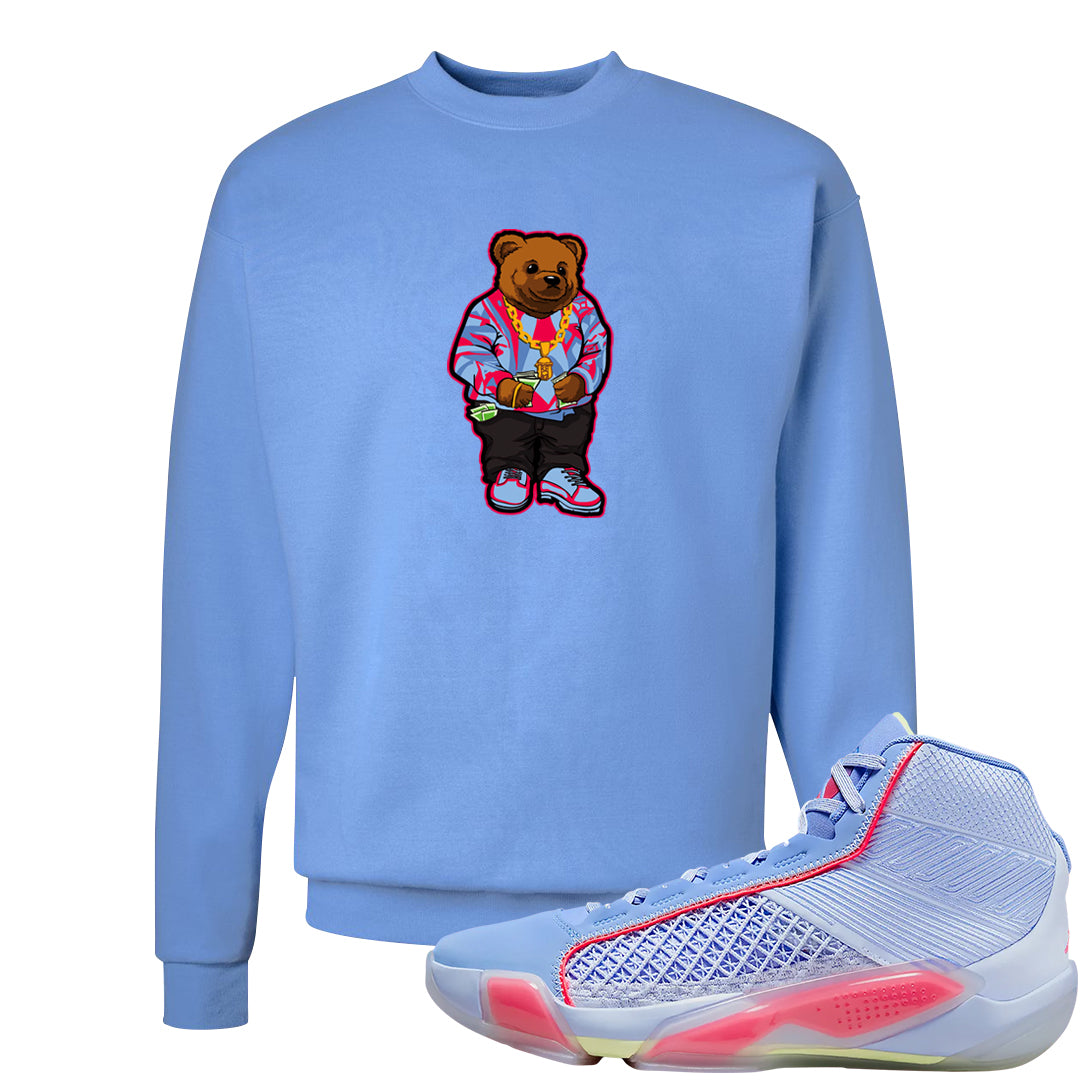 Fadeaway 38s Crewneck Sweatshirt | Sweater Bear, Carolina Blue