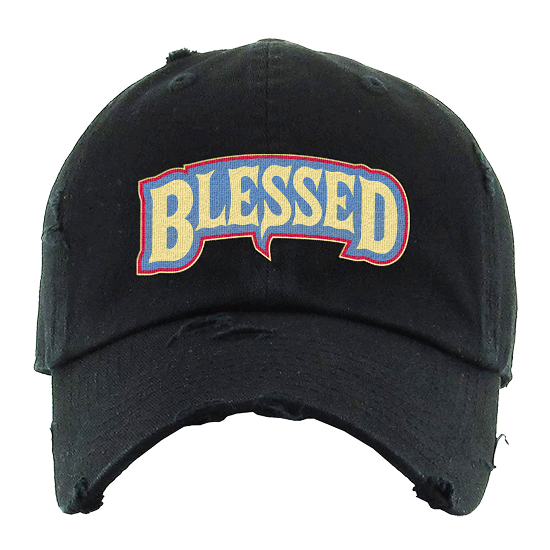 Fadeaway 38s Distressed Dad Hat | Blessed Arch, Black