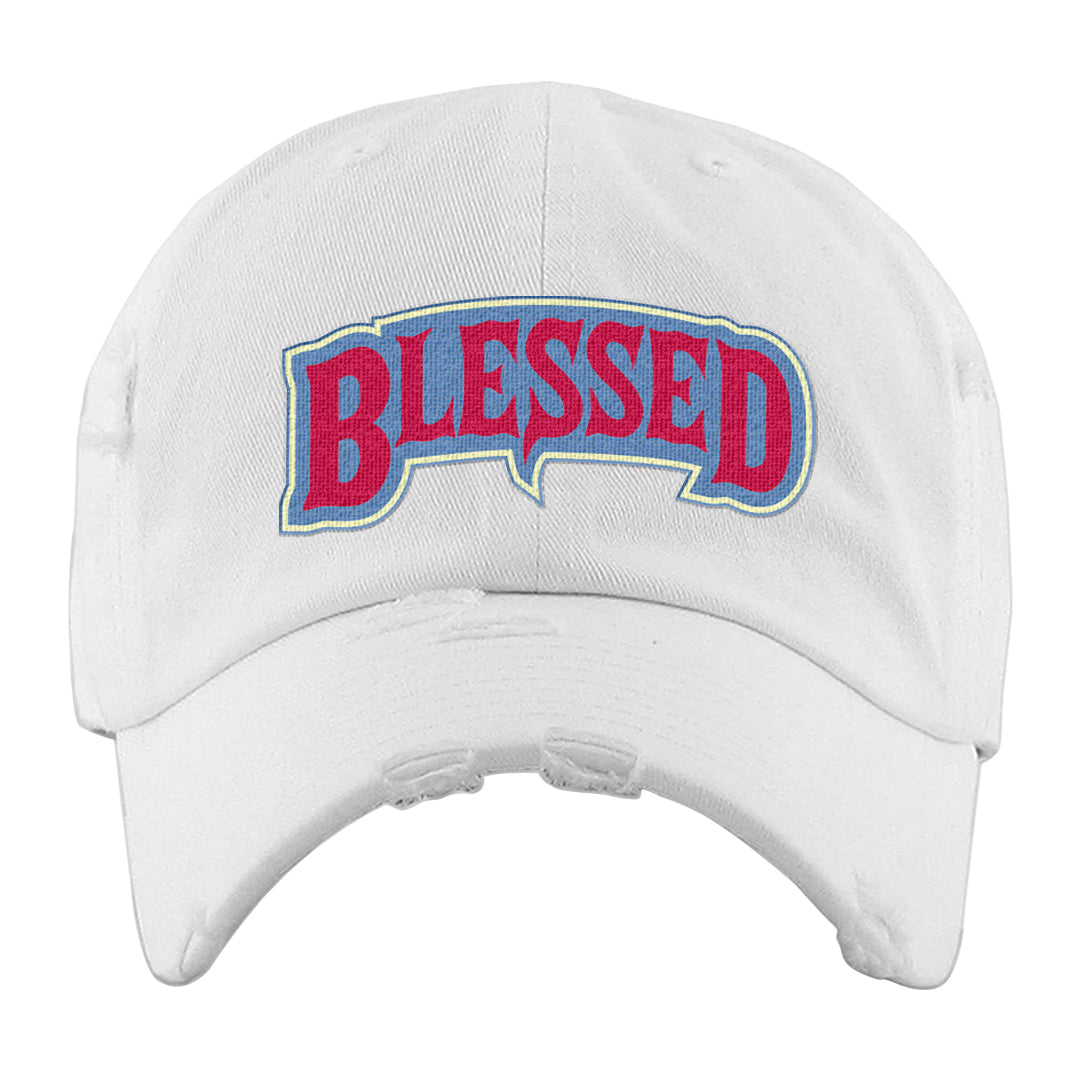 Fadeaway 38s Distressed Dad Hat | Blessed Arch, White