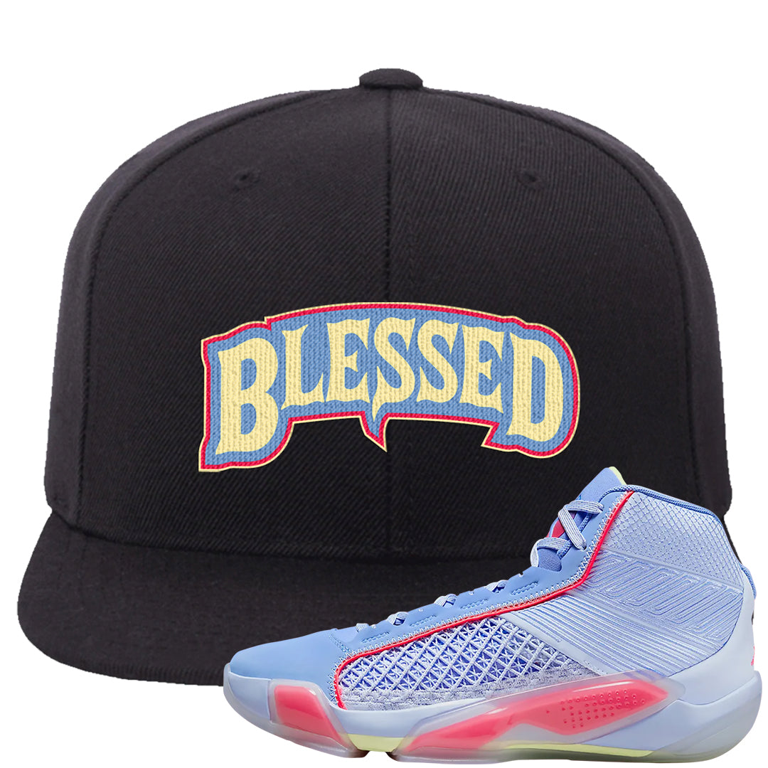 Fadeaway 38s Snapback Hat | Blessed Arch, Black