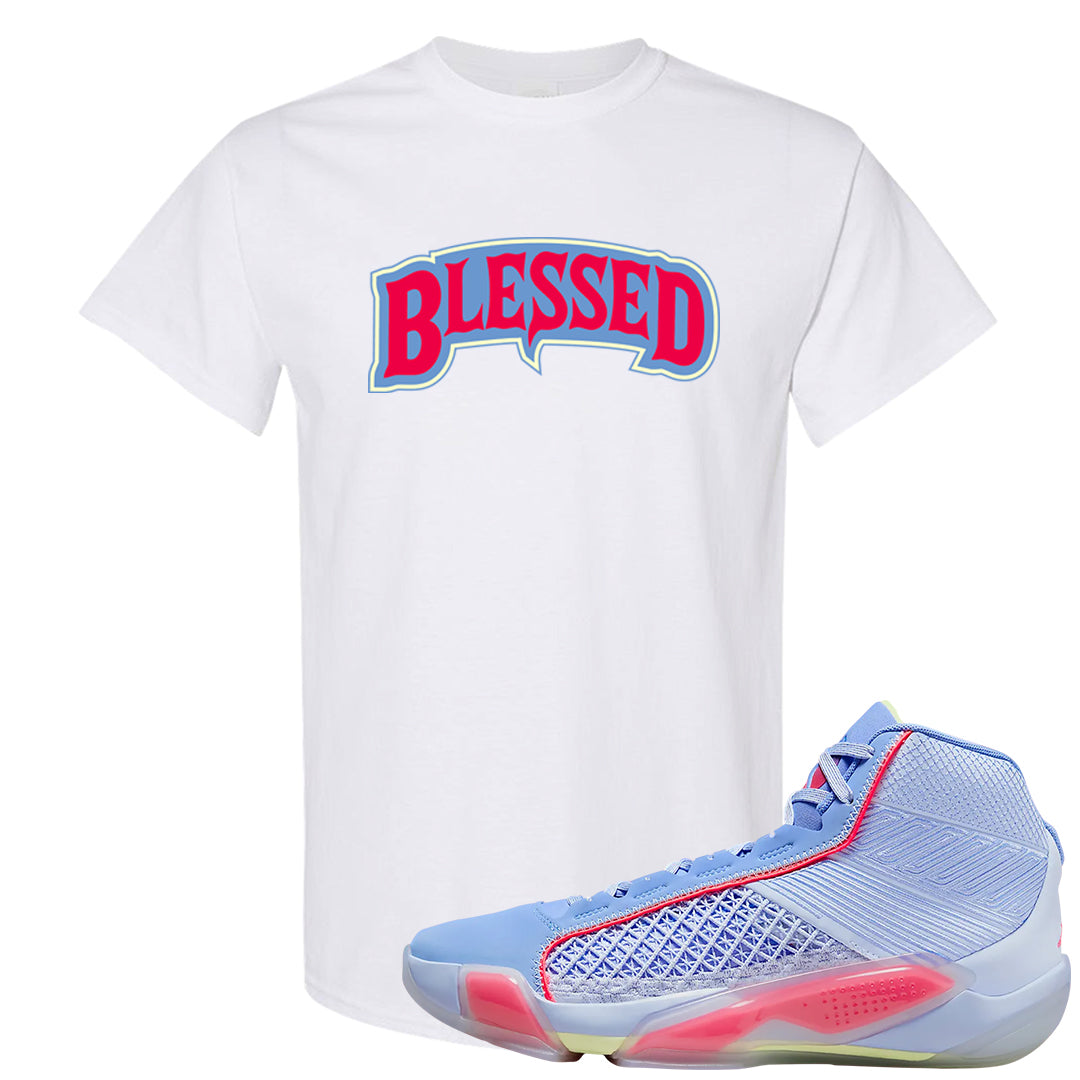 Fadeaway 38s T Shirt | Blessed Arch, White