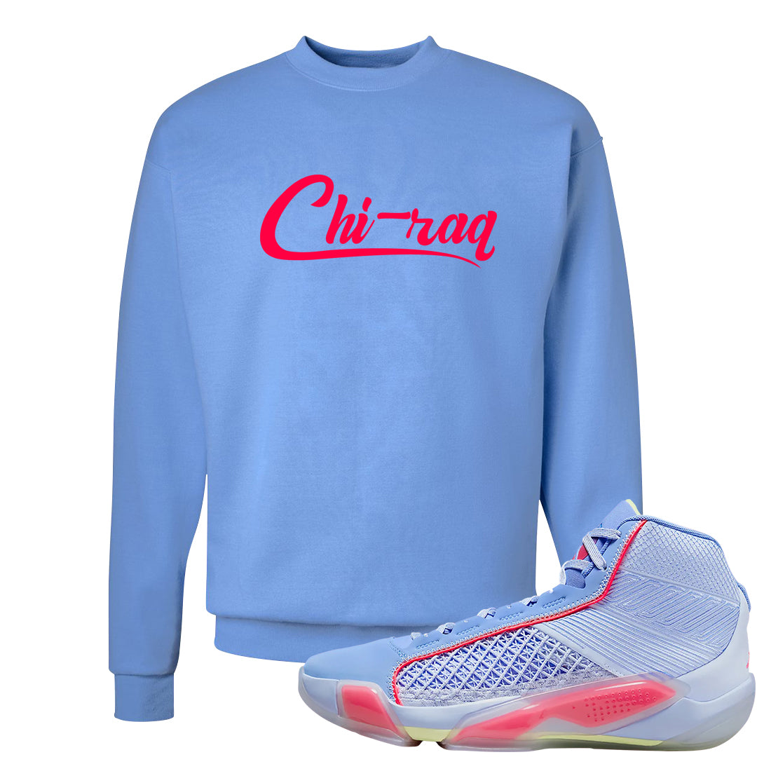Fadeaway 38s Crewneck Sweatshirt | Chiraq, Carolina Blue
