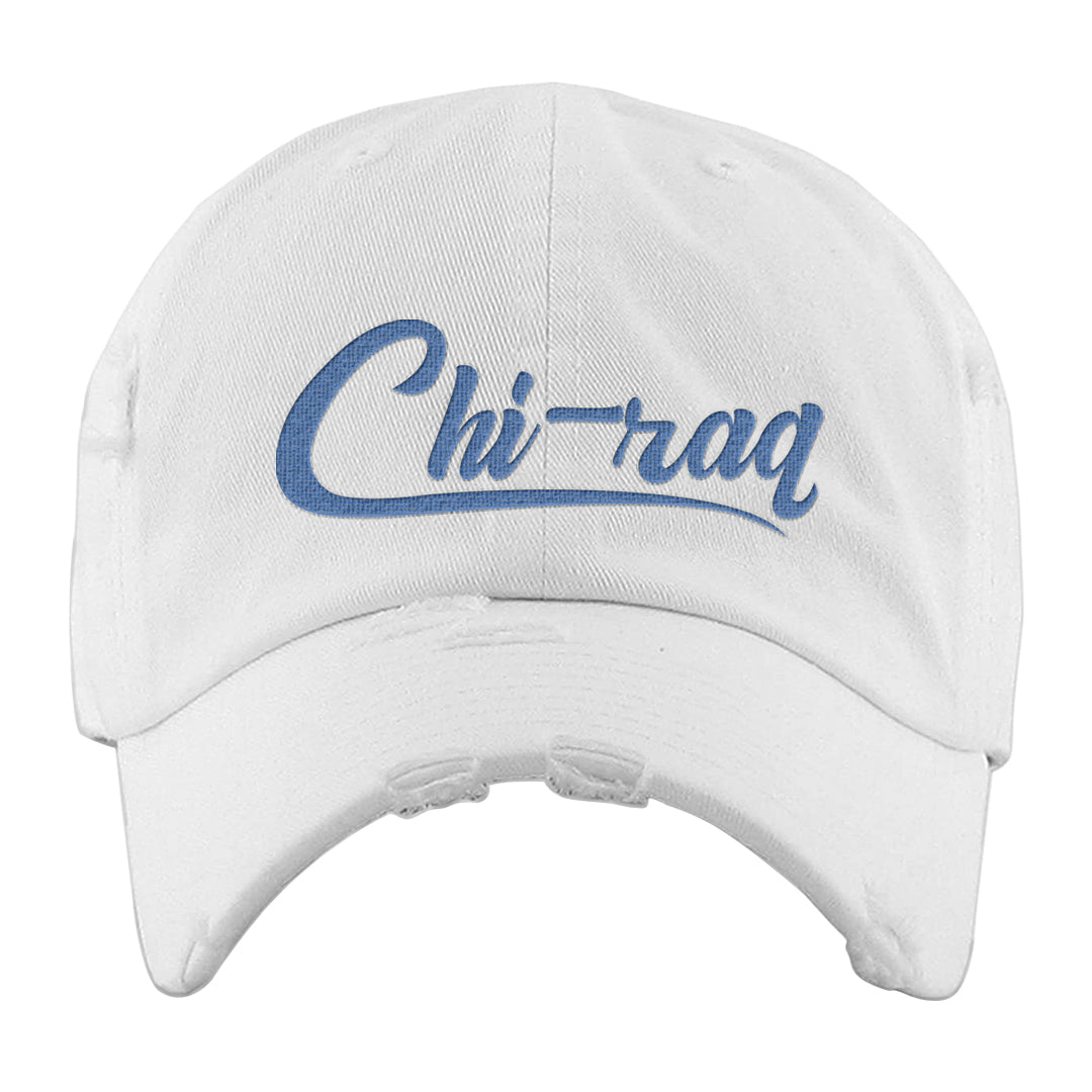 Fadeaway 38s Distressed Dad Hat | Chiraq, White