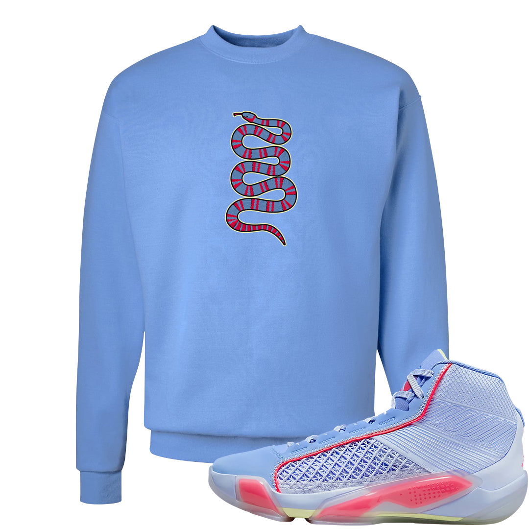 Fadeaway 38s Crewneck Sweatshirt | Coiled Snake, Carolina Blue