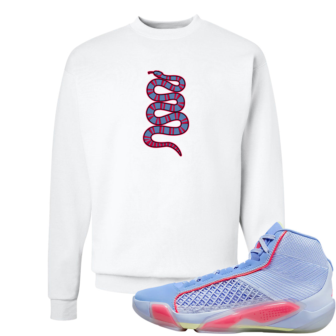 Fadeaway 38s Crewneck Sweatshirt | Coiled Snake, White