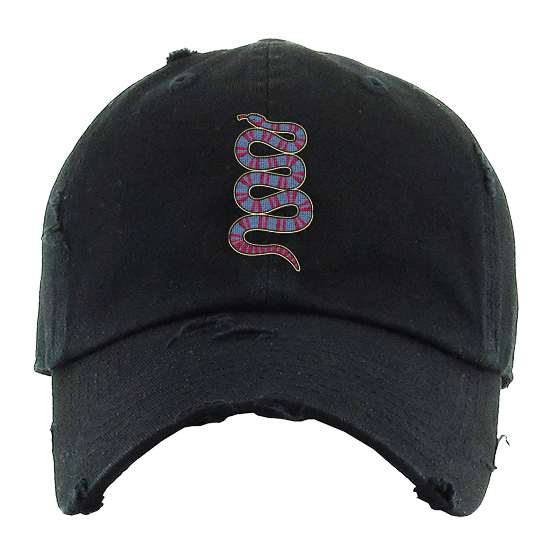 Fadeaway 38s Distressed Dad Hat | Coiled Snake, Black