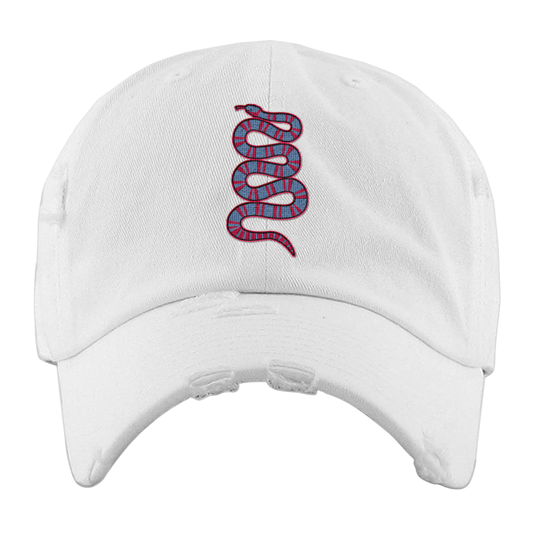 Fadeaway 38s Distressed Dad Hat | Coiled Snake, White