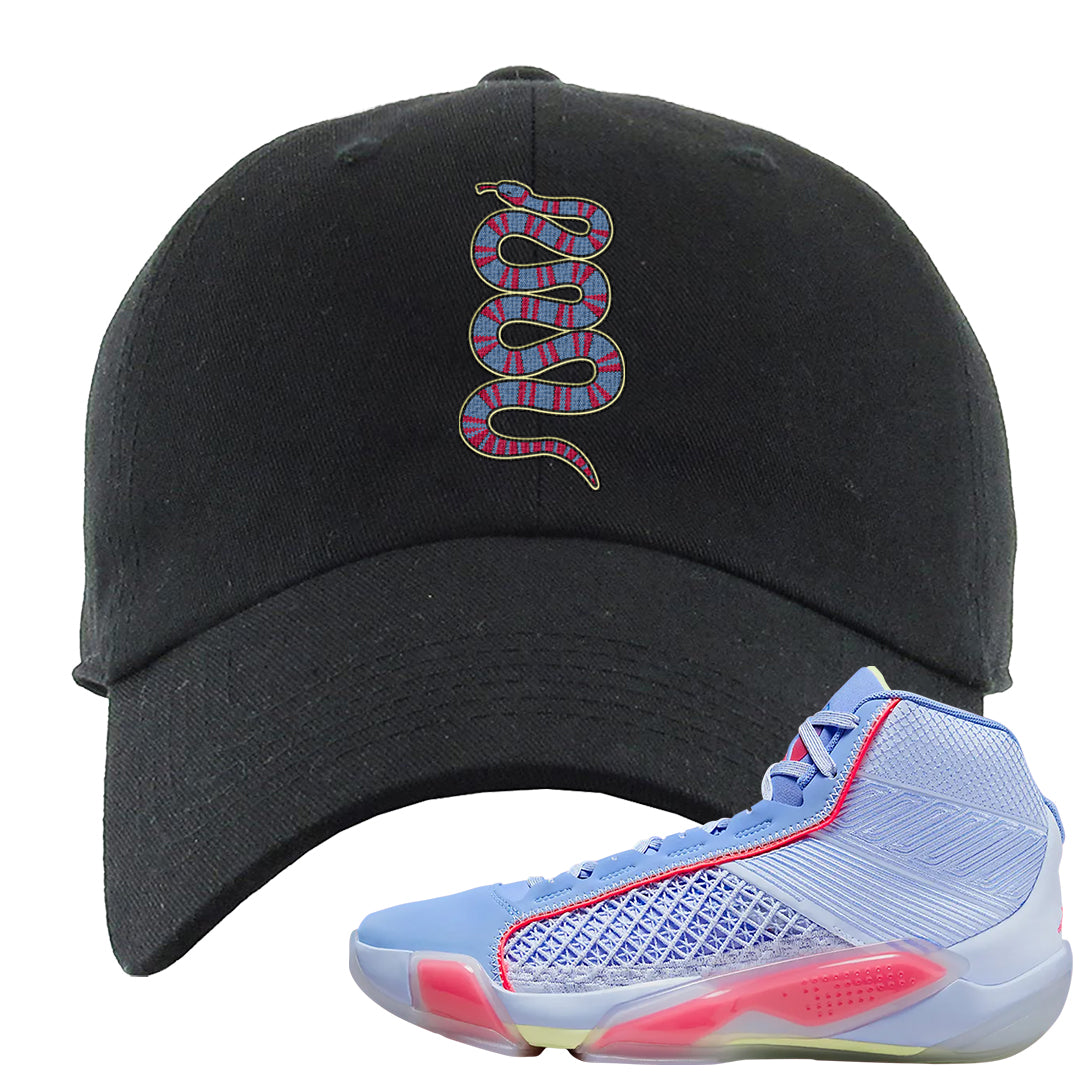 Fadeaway 38s Dad Hat | Coiled Snake, Black