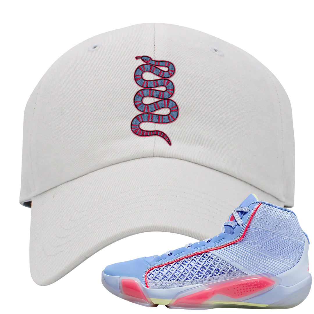 Fadeaway 38s Dad Hat | Coiled Snake, White