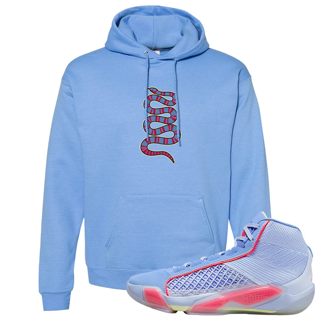 Fadeaway 38s Hoodie | Coiled Snake, Carolina Blue